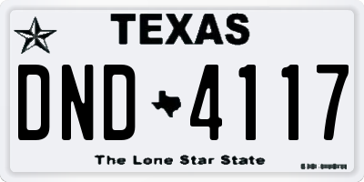 TX license plate DND4117