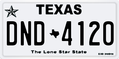 TX license plate DND4120