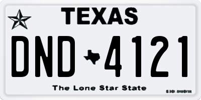 TX license plate DND4121