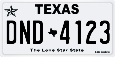 TX license plate DND4123