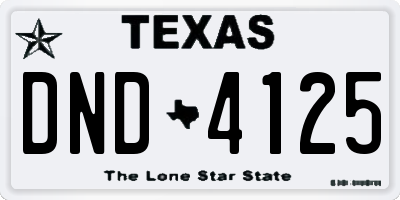 TX license plate DND4125