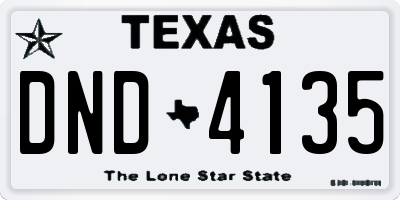 TX license plate DND4135