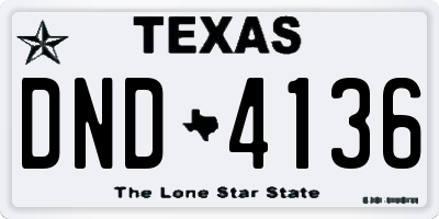 TX license plate DND4136