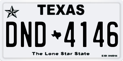 TX license plate DND4146