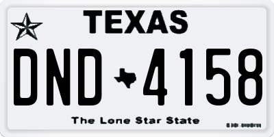 TX license plate DND4158