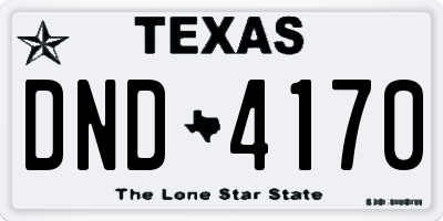 TX license plate DND4170