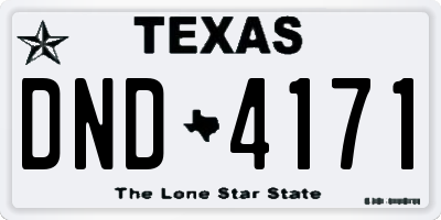 TX license plate DND4171