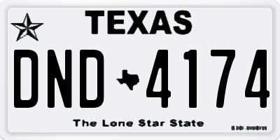 TX license plate DND4174