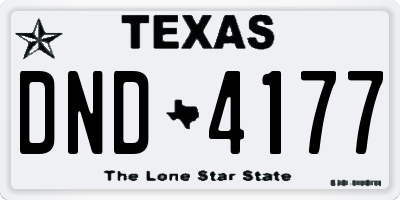 TX license plate DND4177