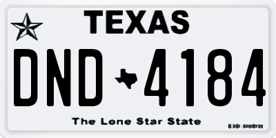 TX license plate DND4184