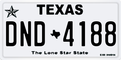 TX license plate DND4188