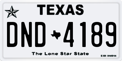 TX license plate DND4189