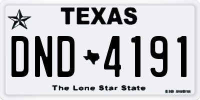 TX license plate DND4191