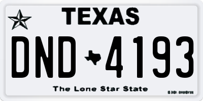 TX license plate DND4193