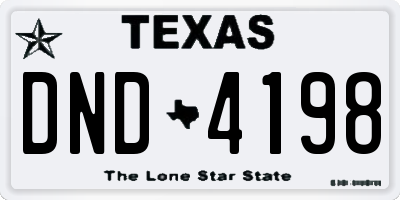 TX license plate DND4198