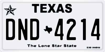 TX license plate DND4214