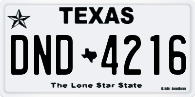 TX license plate DND4216