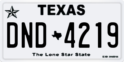 TX license plate DND4219