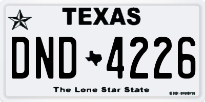 TX license plate DND4226