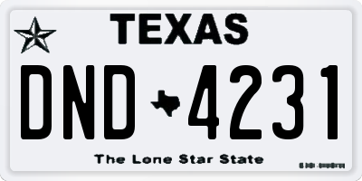 TX license plate DND4231