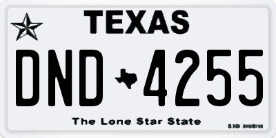 TX license plate DND4255