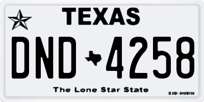 TX license plate DND4258