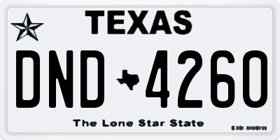 TX license plate DND4260