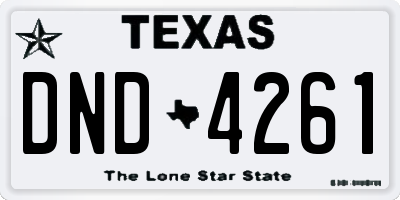 TX license plate DND4261