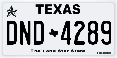 TX license plate DND4289