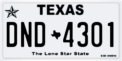 TX license plate DND4301