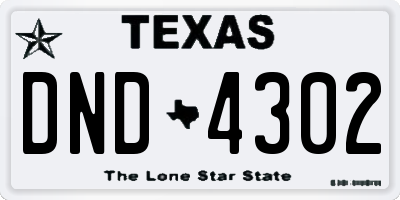 TX license plate DND4302
