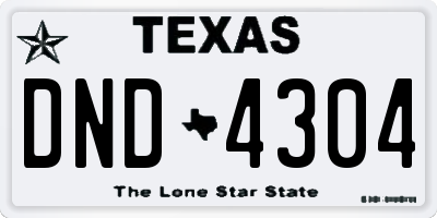 TX license plate DND4304