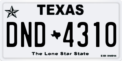 TX license plate DND4310