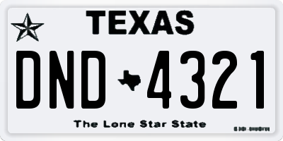 TX license plate DND4321