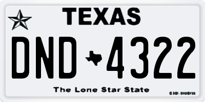 TX license plate DND4322