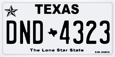 TX license plate DND4323