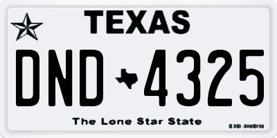 TX license plate DND4325