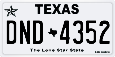 TX license plate DND4352