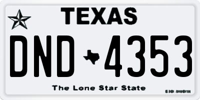 TX license plate DND4353