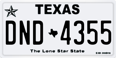 TX license plate DND4355