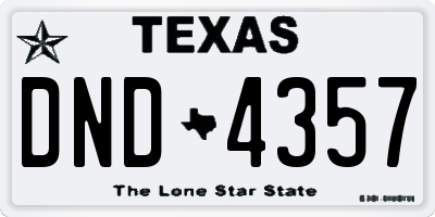 TX license plate DND4357