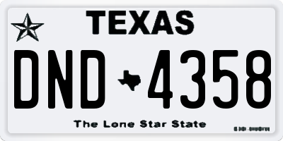 TX license plate DND4358