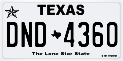 TX license plate DND4360