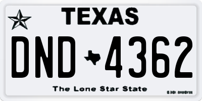 TX license plate DND4362