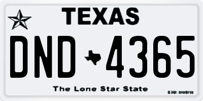 TX license plate DND4365