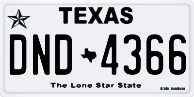 TX license plate DND4366