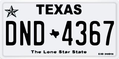 TX license plate DND4367