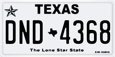 TX license plate DND4368