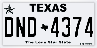 TX license plate DND4374