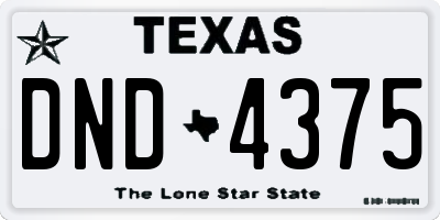 TX license plate DND4375